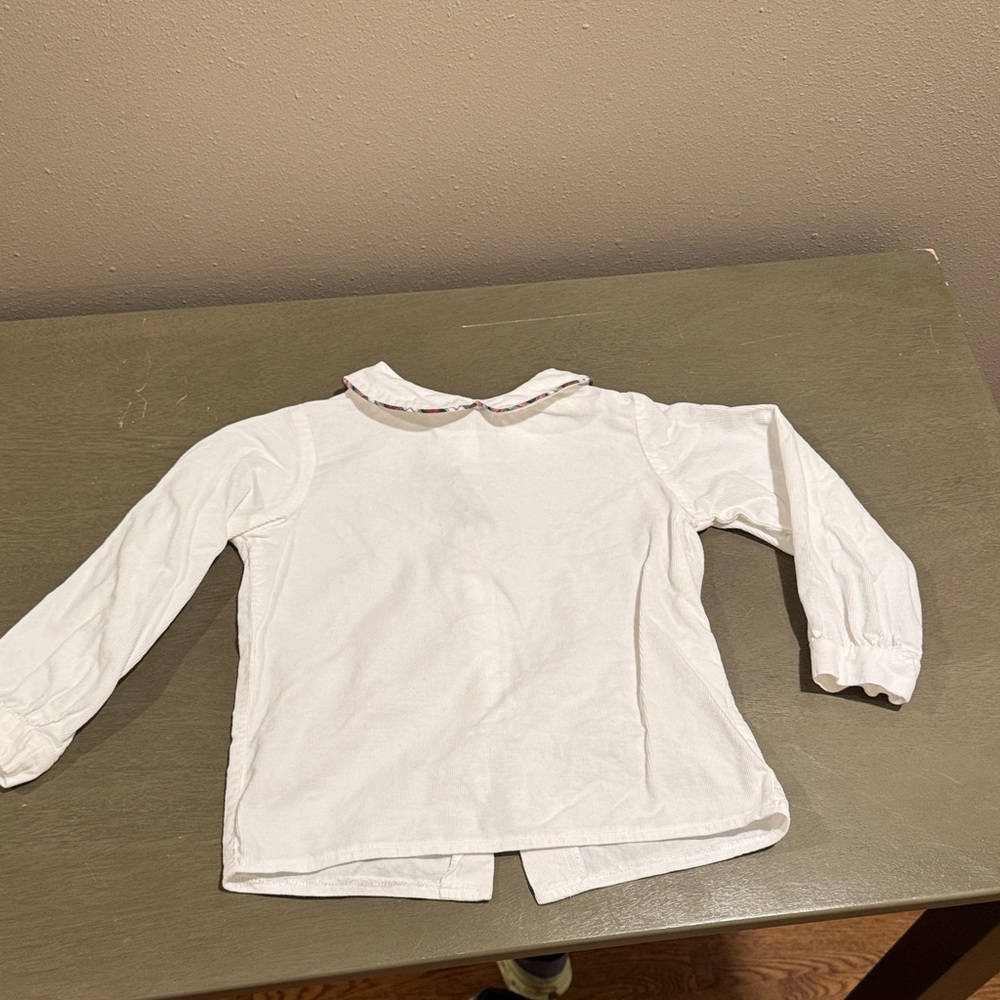 Alice Kathleen & Co White Kids Blouse With Plaid Peter Pan Collar Size 5